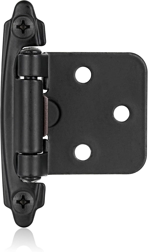 4 Pack (2 Pair) Matte Black Self Closing Cabinet Hinges for Flush Mount Kitchen Cabinet Door