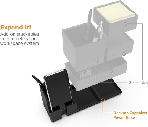 Bostitch Office Konnect Desk Organizer Base - Charging Station & USB Phone Stand for Cell Phones & Tablets