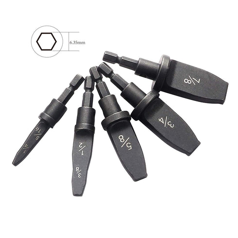 VideoPUP 5pcs Swaging Tool Drill Bit Set, Imperial Pipe Expander for Air Conditioning Copper Pipe Flaring Spin Set
