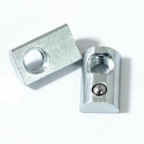 1/4"-20 Threaded Steel Roll in T-Nut with Ball Spring, T-Slot Nuts for 10 Series Aluminum Extrusion Profiles