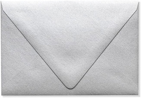 LUXPaper A4 Contour Flap Invitation Envelopes | 4 1/4" x 6 1/4" | Silver Metallic | 80lb. Text | 50 Qty