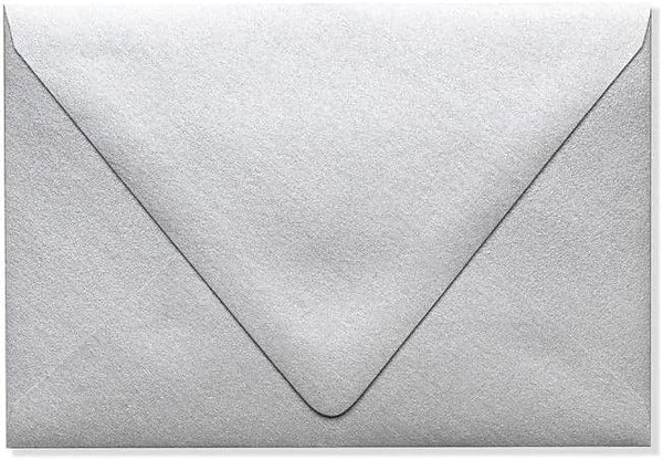 LUXPaper A4 Contour Flap Invitation Envelopes | 4 1/4" x 6 1/4" | Silver Metallic | 80lb. Text | 50 Qty