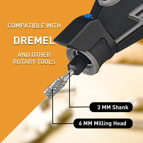 Carbide Burr Set Compatible with Dremel Rotary Tool, 10Pcs Die Grinder Bits with 1/8” Shank for Woodworking and Metal