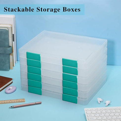 PerKoop 6 Pcs Clear A4 File Box - Document Plastic Storage Box Paper Case Board Game Storage Containers Magazine