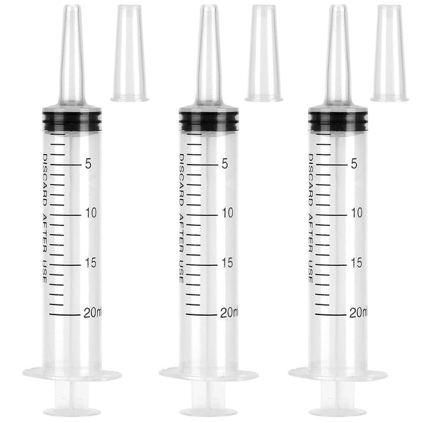 3 Pack 20ml Syringe with Cap, Sterile Individually Packaged for Labs, Liquid Measuring, Feeding Pets