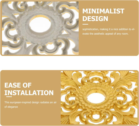 12.08 Inch-Golden Zerodeko Ceiling Medallion, Home Decor Ceiling Medallion for Lighting Fixtures