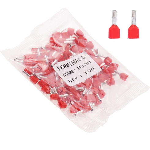 18AWG Dual Barrel Ferrules Terminal AWG 18/1.0mm² Twin Connectors for Car Audio Electronics