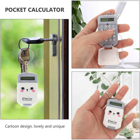 STOBOK Children Toys, 2Pcs Mini Cartoon Keychain Calculator, Electronic Pocket Calculator for Kids School Supplies.