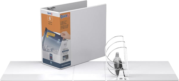 QuickFit View Binder - 3-Ring Binder with Angle D Ring, 6-Inch, White, Pack of 1