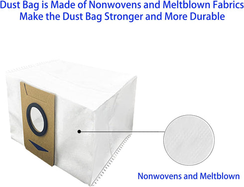 Replacement Dust Bags for iHome AutoVac Nova/Halo/Self Empty, AIRROBO T10+ Ultenic T10, Laresar L6 Pro, Neabot NOMO N2,