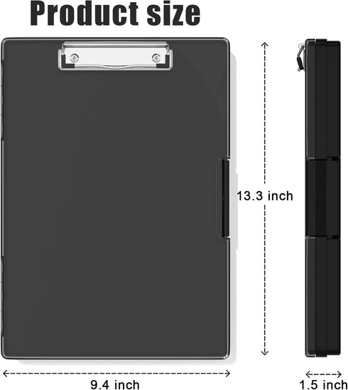 Hongri 8.5 x 11 Clipboard with Storage, Folder Nursing Clipboards Side Opening, Heavy Duty Clipboard with Dual Compartment Storage Box, Smooth Writing for Work, Office & School Supplies(Black) by Hongri