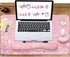 Large Mouse Pad and Keyboard Wrist Rest, 4-in-1 Gaming Desk Pad with Wrist Support for Home Office Study Game-Pink