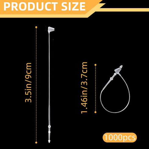 ZNBSIXP 1000 3 Inch Pcs Hang Prices Tag Fasteners Plastic Fasteners,Clear Snap Lock Pin Plastic Security Loop