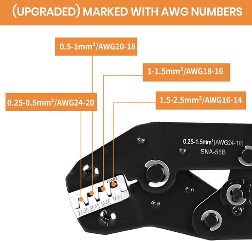 Amliber 24-14 Wire Crimping Tool with Ratchet, Ratchet Wire Crimper Tool for Open Barrel Terminal Connectors