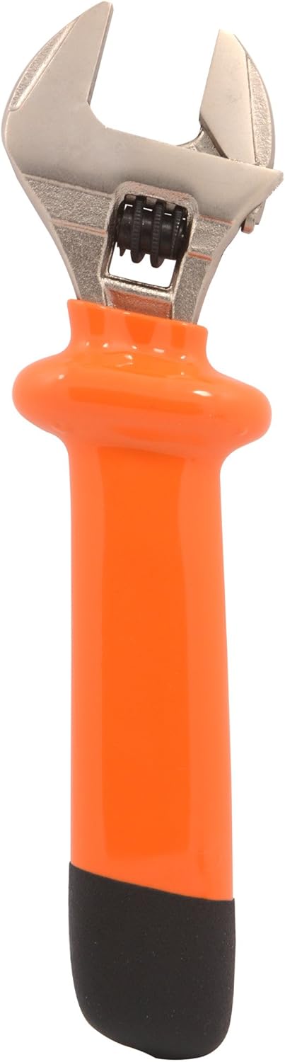 WEIDA 8" Heavy Duty Insulated Electrician Adjustable Wrench, Cushion Grip, Nickel-Plated Anti-Rust Surface