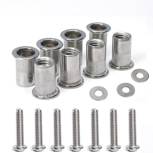 Woopais 1/4-20 3/4" 1/4-20 30-Set Stainless Steel Rivet Nuts and Bolts Button Head Socket Cap Screws Flat Washers
