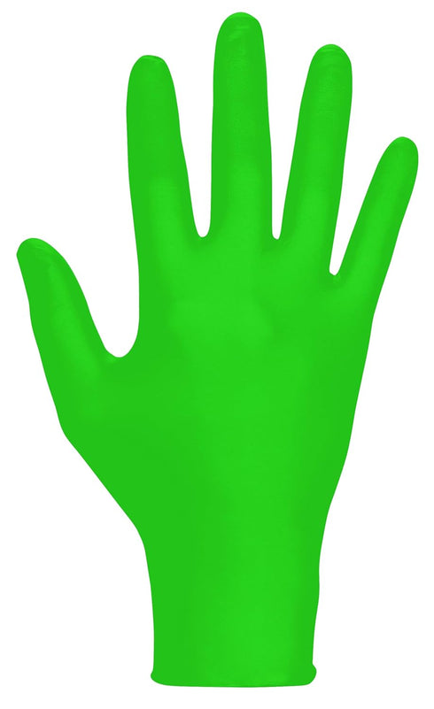 SAS Safety 66550 Derma-Vue Powder-Free Exam Grade Nitrile, 6 mil, Neon Green, Small Size