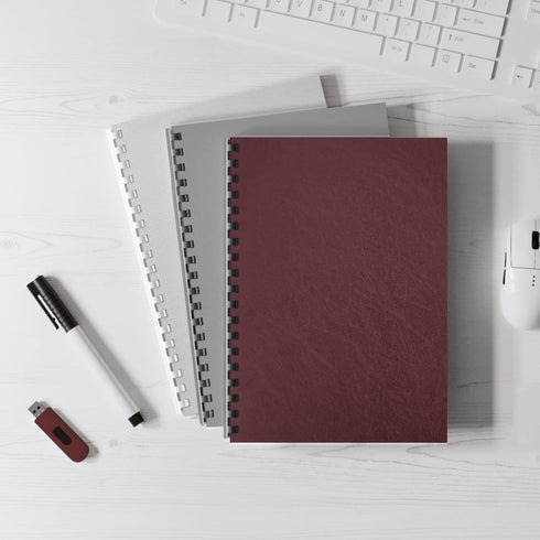 Binditek 50 Pack Maroon Leather Textured Polycovers, 16 Mil Binding Presentation Covers for Business Reports, 8-1/2 x