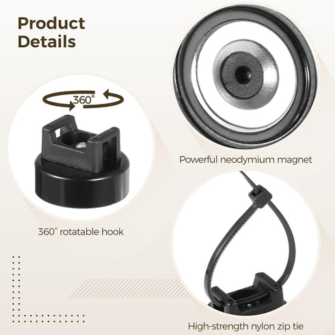 20mm, 15 Pack 50 Magnetic Zip Tie Mounts Cable Tie Mount Bases with Zip Ties, Heavy Duty Cable Clips for Wire