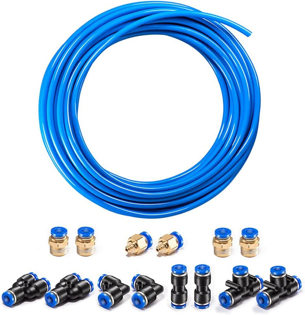 Pneumatic Tubing Blue PU Air Hose Pipe Kit 5/32 inch or 4mm OD for Air Line Transfer