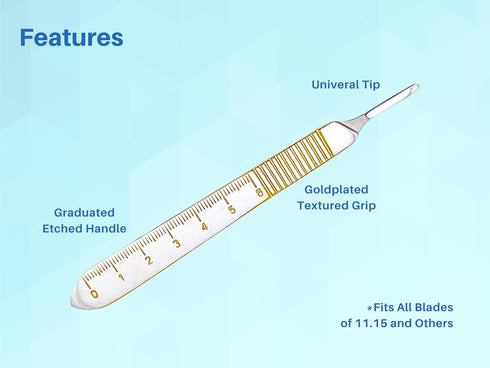 3 Pack Scalpel Handle B.P #3 Stainless Steel with Ruler for Precise Cutting, Compatible with Blades #6 to #16