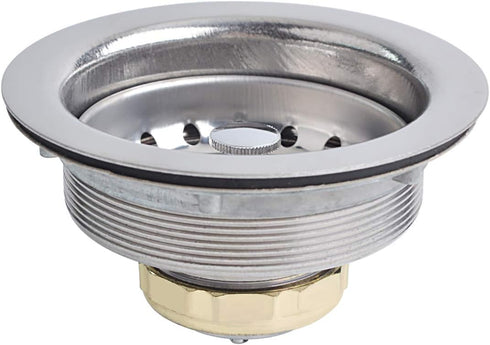 Hydro Master Kitchen Sink Basket Strainer - Standard Drains (3-1/2 Inch) Stainless Steel with Rubber Stopper