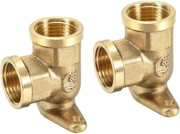 uxcell Brass Pipe Fitting 90 Degree Drop Ear Elbow G1/2 Female X G1/2 Female, 2pcs