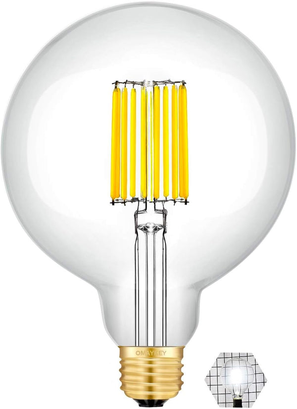 OMAYKEY 12W Dimmable Oversize LED Globe Bulb 5000K Daylight White, 100W Equivalent