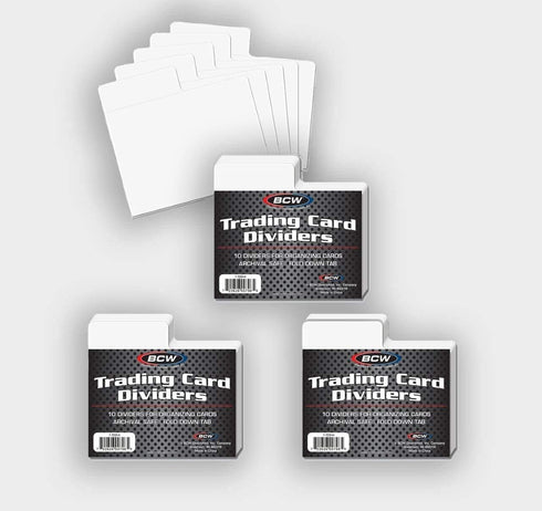 BCW 30 ct Horizontal Trading Card Dividers, Archival Quality, Write-On Index Tab, Fits Single Row Card Boxes