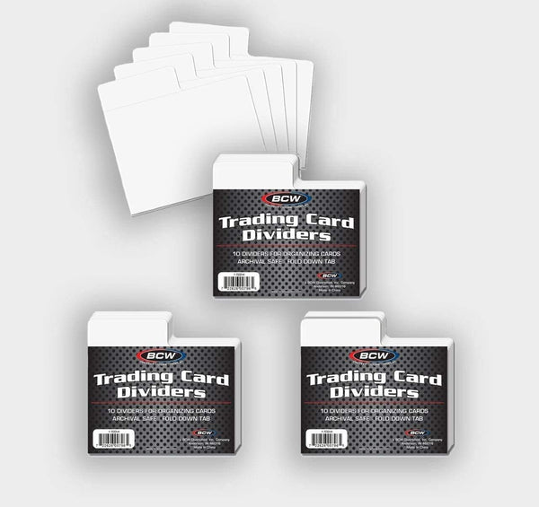 BCW 30 ct Horizontal Trading Card Dividers, Archival Quality, Write-On Index Tab, Fits Single Row Card Boxes