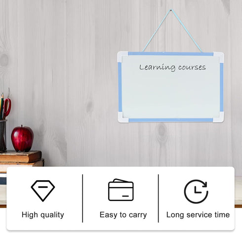 Operitacx Blue Small Magnetic Dry Erase Whiteboard with Marker, Portable Mini Double Sided Memo Board for Kids