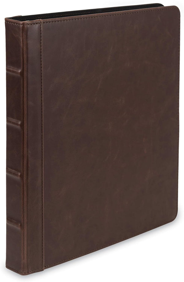 Samsill Vintage 0.5 Inch 3 Ring Leather Binder, Professional Planner Organizer, Letter Size 8.5 x 11, Brown Faux Leather