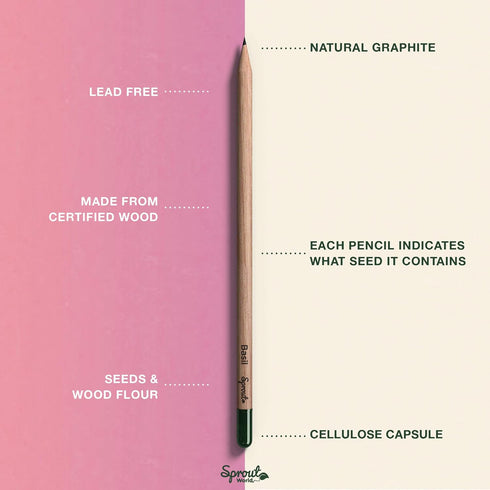 Sprout Wood-Cased Pencils | Spread the Love Edition | 8 Pack of HB Pre-Sharpened Graphite Plantable Pencils