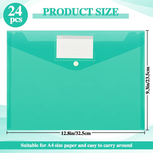 Lincia 24 Pcs Plastic Envelopes A4 Size, Poly Envelopes File Folders for Work Document Holder, Office Paper Organizer
