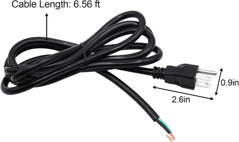 2Pack Power Cord Replacement, 6.46Ft Cable for Appliance, NEMA 5-15P Plug US SJT 18AWG (18/3)