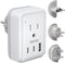 VINTAR European Travel Plug Adapter Kit, UK Power Adapter with 3 USB Ports & 2 American Outlets, Type C, G, H