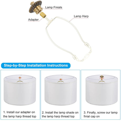 PATIKIL 38 30mm 1 Set (Pack 2) x Lamp Finials Caps Knob, Solid Brass Lamp Shade Top Decoration Screw Cap Nuts
