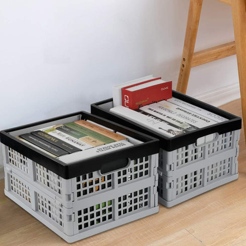 Jekiyo 16-Liter Set 3 Folding Crates Storage, Collapsible Container Plastic