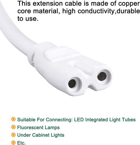 MECCANIXITY T5 T8 LED Tube Power Extension Cable, with On/Off Switch, 2 Pin, 3 Meter Length Wire, White for LED