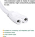 MECCANIXITY T5 T8 LED Tube Power Extension Cable, with On/Off Switch, 2 Pin, 3 Meter Length Wire, White for LED
