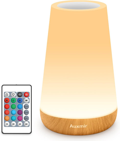 Auxmir LED Night Light 2 Pack Bedside Lamp Touch and Remote Control