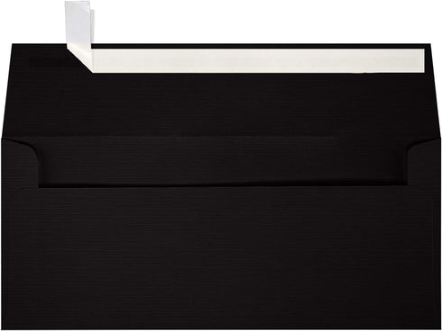 LUXPaper #9 Slimline Invitation Envelopes, Peel & Press, 3 7/8" x 8 7/8", Black Linen, 80lb. Text, 50 Qty