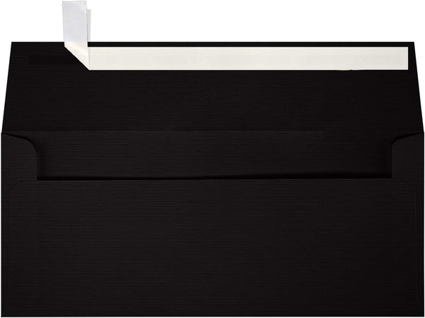LUXPaper #9 Slimline Invitation Envelopes, Peel & Press, 3 7/8" x 8 7/8", Black Linen, 80lb. Text, 50 Qty