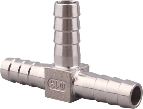 Stainless Steel 1/2" Hose Barb, 3 Way Tee T Shape Union Barbed Splitter Fitting
