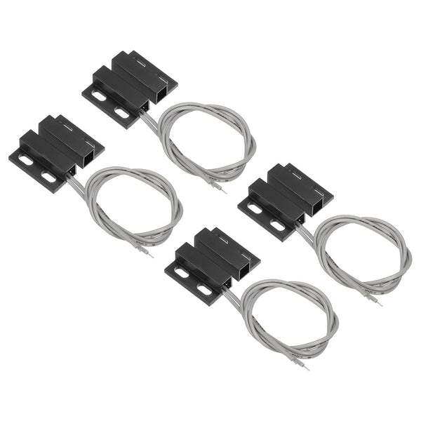 PATIKIL 4 Pack Magnetic Reed Switch NO Wired Surface-Mounted Contact Switch for Door Window, Black