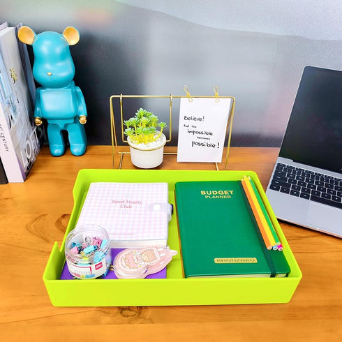 Letter-Size Tray, Desk Drawer Organizer, A4 Plastic Paper Tray, Stackable Letter Tray Paper Organizer, Plastic Paper Holder File Organizer for Office, School, Home Storage (Green) by RHONZHAO