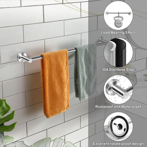 Holder(13.18inch-24inch) Accessories(1Pack,Silver) MGahyi Towel Racks for Bathroom-Adjustable Towel Sturdy
