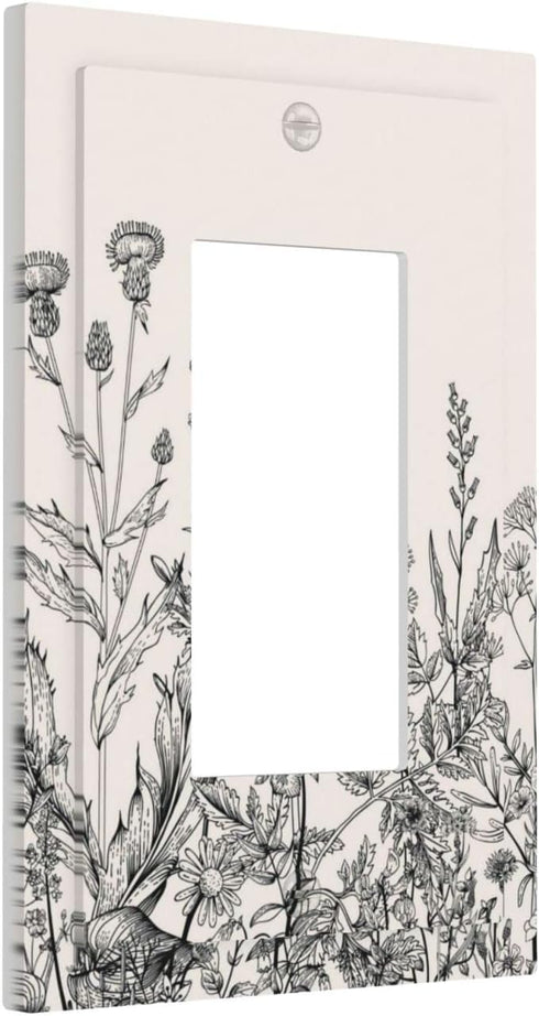 Herbs Plant Wild Flowers Decorative Light Switch Cover, 1 Gang Rocker/Decorator Wall Plate for Home Decor