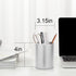 Metal Pen Holder for Desk, Round Aluminum Makeup Brush and Pencil Cup, Organizer for Office, Home, School (Silver)