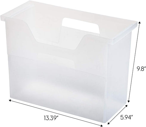 IRIS USA Medium Portable Desktop File Box, 6 Pack, with Side Handles, Hanging File Folders, Clear for Magazines and Mail
